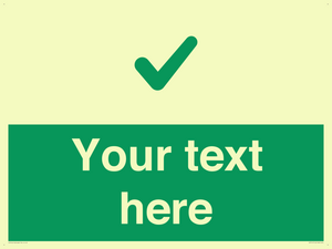 Custom green background, green tick sign